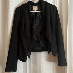Silence + Noise Collarless Black Blazer with Chiffon Front Lining